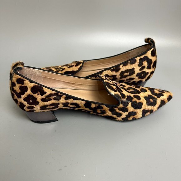 Franco Sarto shoes women 6M Vianna Cow Fur metallic block heel leopard pointy - Picture 3 of 9